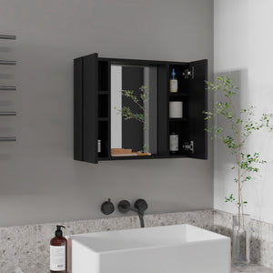 English Elm Wenge 1-Drawer Medicine Cabinet with Mirror, 7 Shelves & 2 Doors — Compact Organized Bathroom Storage Solution B06280132