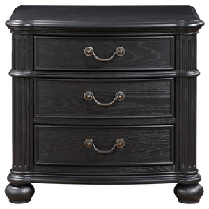 English Elm Taylor Black 3-Drawer Nightstand with Felt-Lined Organizer, Antique Copper Pulls, Sleek Bedroom Storage B062P299900