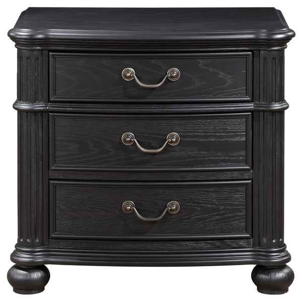 English Elm Taylor Black 3-Drawer Nightstand with Felt-Lined Organizer, Antique Copper Pulls, Sleek Bedroom Storage B062P299900