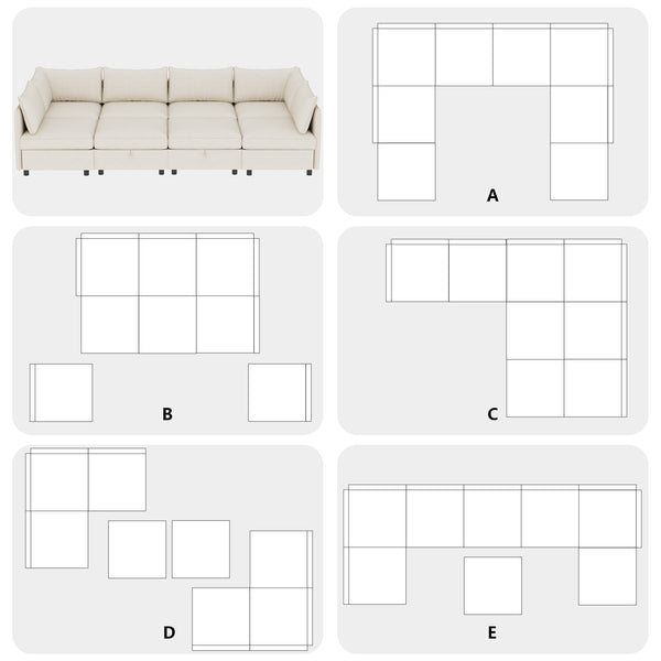 English Elm Modular Fabric Sectional Sofa with Under Seat Storage and Sleeper for Living Room W680S00133