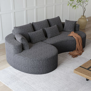 English Elm Modern Chenille Cloud Sectional with Deep Curved Seating and 7 Pillows for Living Room W834S00486