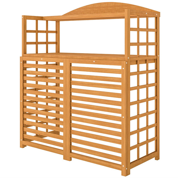 English Elm Outsunny Fir Wood Ac Enclosure Outdoor Privacy Screen with Plant Shelves Patio W2225P485608