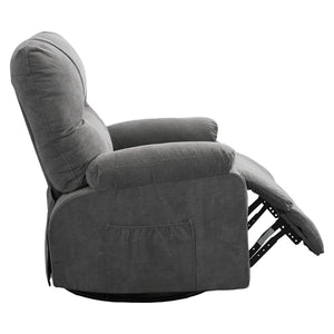 English Elm Recliner Grey 360° Swivel Rocking Lounge Chair with Thick Cushions, Arm Pockets & 330lb Metal Frame W1521P265833