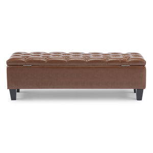 English Elm Christopher Knight Home® - Ottoman tufted storage bench with boucle cushion, diamond stitch elegance, soft-close lid, sturdy legs Brown N779P294331B