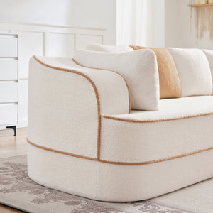 English Elm 106" Teddy Fabric No Assembly L-Shaped Sofa - Plush Comfort, Modular Design, Perfect For Living Room W714S01413