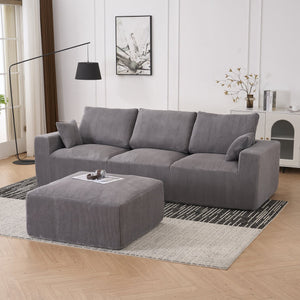English Elm Boneless U-Shaped Modular Cloud Couch Sofa - 113" Grey Corduroy Sleeper With No Assembly Needed W3401S00003