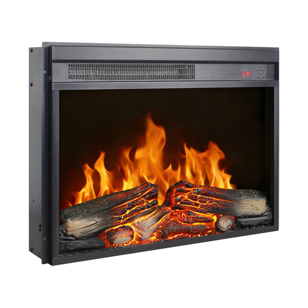 English Elm 23 Inch Electric Fireplace Insert Ultra Thin Led Log Flame Heater with Remote Timer W1769P345281