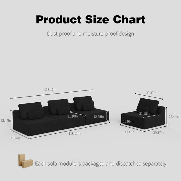 English Elm Oversized Modular Sectional Sofa - Luxury Boucle Couch, Custom Configurations, Family-Friendly Comfort W3361S00022-GIGA