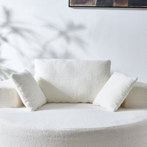 English Elm 55"l Teddy Fleece Round Chaise Chair Plush Foam Seating for Modern Living Rooms Beige W1669P368367