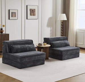 English Elm Compression Modular Sofa Bed – Versatile, No Assembly Needed, Pet-Friendly Fleece, Oversized Comfort! W3723S00049