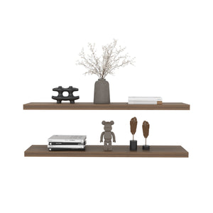 English Elm Floating Shelves 2-Tier Mahogany Finish - Stylish Wall-Mounted Storage For Home & Office Decor B097P250912