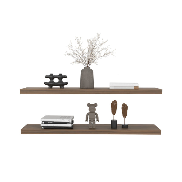 English Elm Floating Shelves 2-Tier Mahogany Finish - Stylish Wall-Mounted Storage For Home & Office Decor B097P250912
