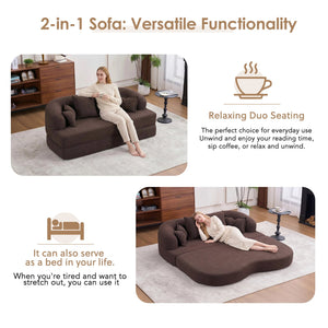 English Elm (old Sku W2231p392100) Chenille Sleeper Sofa Foldable Convertible Loveseat with Four Pillows Brown W2231P466739
