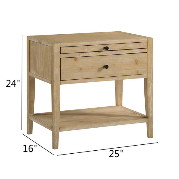 English Elm Sunveil 1-Drawer Nightstand with Pull-Out Tray and Open Shelf, Wood Construction, No Assembly Required Natural B050P362617