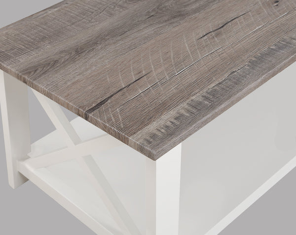 English Elm White 3-Piece Cocktail Table Set – Modern Rectangular Coffee Table + 2 Square End Tables, Sleek Living Room Furniture 47.5" x 23.9" x 18" B011P244337