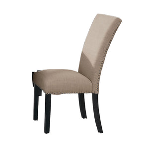 English Elm Light Gray Flannelette Counter Dining Chairs Nailhead Trim Ladder Back Set of Two B2741P416575