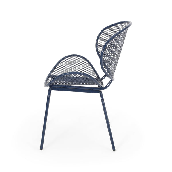 English Elm Christopher Knight Home® - ELBA Modern Iron Dining Chair with Slim Profile and Comfortable Seat — Durable, Stylish Accent Seating Navy 65203.00NBLU