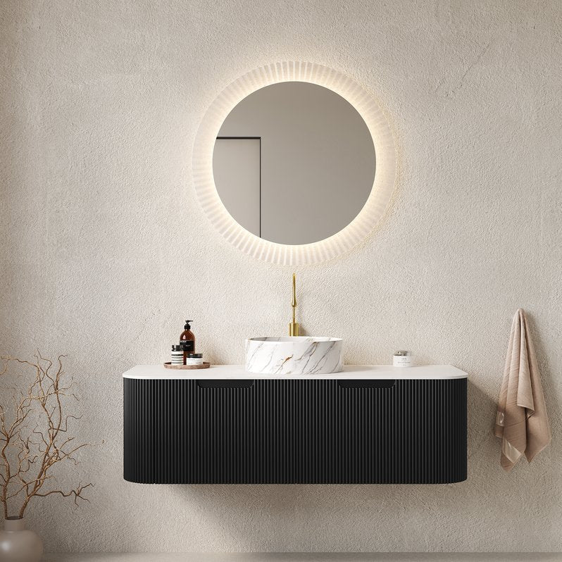 English Elm Dina 48" Wall-Mounted Modern Bathroom Vanity With Curved Edges, Soft-Close Drawers, And Ceramic Sink W2615S00499