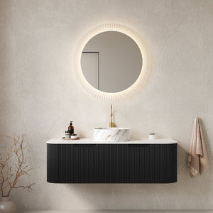 English Elm Dina 48" Wall-Mounted Modern Bathroom Vanity With Curved Edges, Soft-Close Drawers, And Ceramic Sink W2615S00499