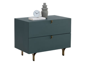 Sunpan Celine Nightstand - Elegant Two-Drawer Design with Antique Brass Feet for a Luxe Bedroom Retreat Large - 30W x 17.75D x 23H