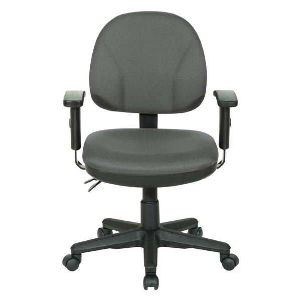 OSP Home Furnishings Sculptured Ergonomic Office Chair with Lumbar Support and Adjustable Arms for Long Days Grey 8180-226