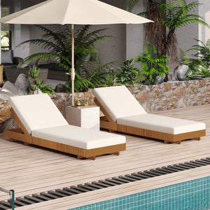 English Elm Christopher Knight Home® - Lounge Chaise Set - Elegant Acacia Wood With Cream Cushion, Ergonomic Design & Adjustable Comfort N770P281696C_65429.00CUSH