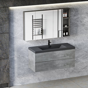 English Elm 60" and 48" Wall Mounted Gray Bathroom Vanity Combo with Quartz Sand Matte Sinks W1573S00050