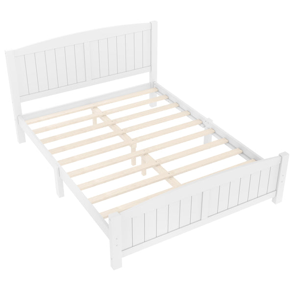 English Elm Queen Solid Wood Platform Bed Frame with Strong Support Slats, No Box Spring Needed, Modern White Finish Light White W1580P374312