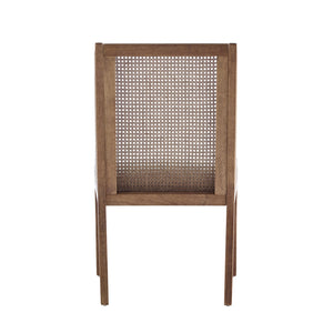 English Elm Christopher Knight Home® - DINING Chair Set of 2 Beige Upholstered Rattan Backrests Rustic Rubberwood Frame Comfortable Seats N771P253335T