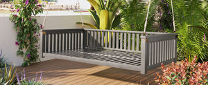English Elm Topmax Acacia Wood Porch Swing Bed Sloped Frame Outdoor Lounger for Backyard Patio Gray WF319383AAE