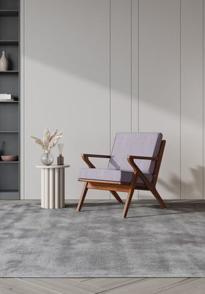 English Elm Martelle Twill Weave Accent Armchair with Ash Wood Frame, Removable Cushions & Triangular Arms Grey B365P397970