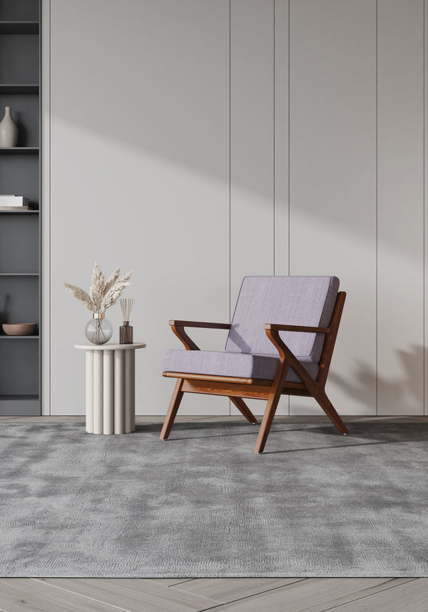 English Elm Martelle Twill Weave Accent Armchair with Ash Wood Frame, Removable Cushions & Triangular Arms Grey B365P397970