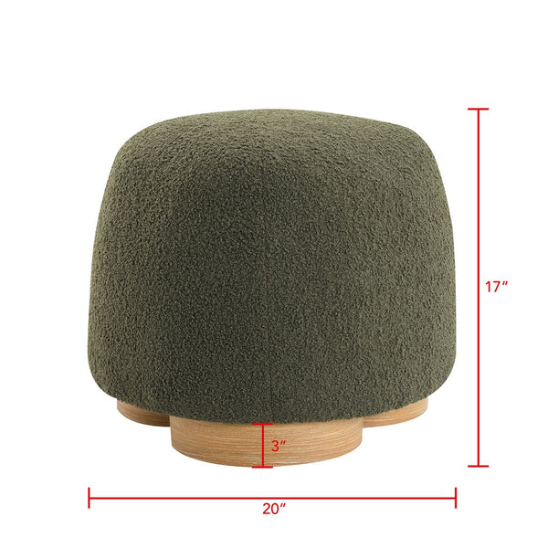 English Elm Fully Assembled Round Teddy Fabric Ottoman Plush Foam Seat Bedroom Entryway Accent Olive Green W2671P386674