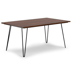English Elm Hunter Modern Industrial Dining Table 66x40 in Solid Mango Wood Top with Black Hairpin Legs, Durable Finish Brown B136P203494