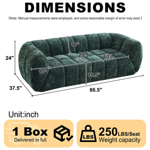 English Elm Chenille Cloud Sofa with Quilted Seat and Piano Backrest for Modern Living Spaces Green W834P442223