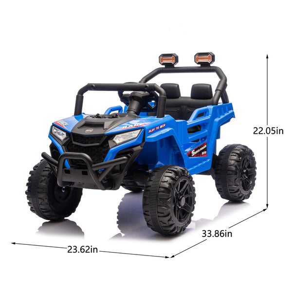 English Elm 12v Kids Electric Utv with 4-wheel Suspension Anti-collision Bar and 2-hour Battery Blue W1578P343327