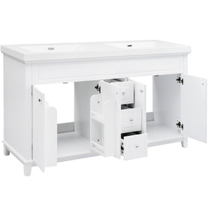 English Elm [video] 60 Inch Freestanding Bathroom Vanity Dual Resin Sinks Soft Close White Cabinet N759S351759K