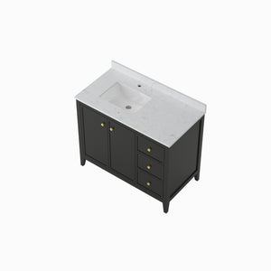 English Elm 24" Freestanding Bathroom Vanity with Countertop Soft Close Storage Melamine Cabinet T3785P442256