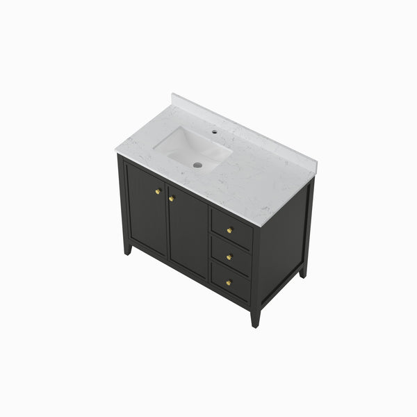 English Elm 24" Freestanding Bathroom Vanity with Countertop Soft Close Storage Melamine Cabinet T3785P442256