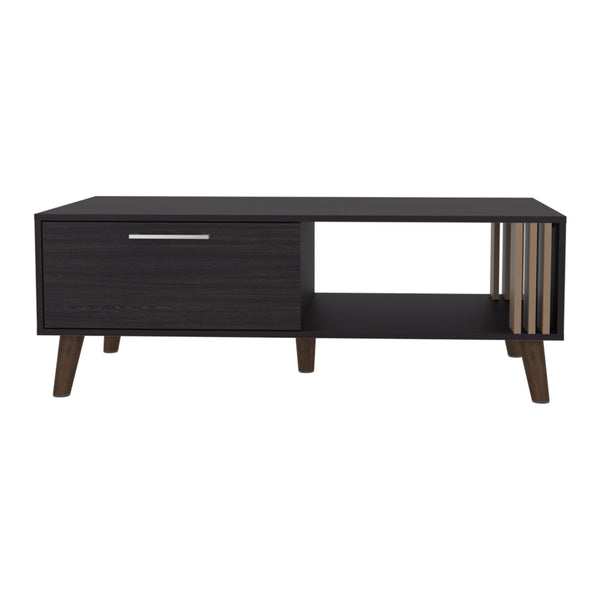 English Elm Barrville Coffee table with lift-up storage, slatted black & light oak finish, sturdy angled legs B092P269898