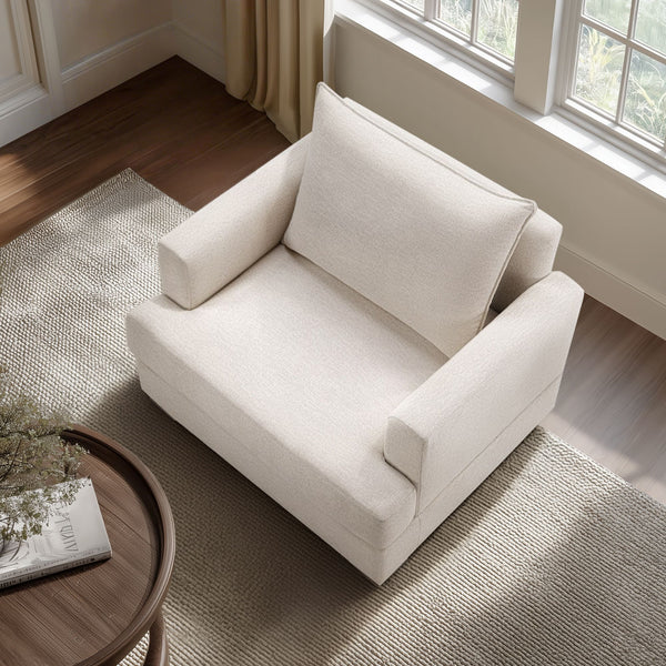 English Elm Oversized Accent Chair Plush Cushioned Seat with Lumbar Pillow for Living Room B035P496593