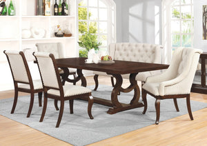 English Elm Set Of 2 Cream Upholstered Dining Chairs With Tufted Backs & Nailhead Trim In Barley Java Finish B016P225455-GIGA