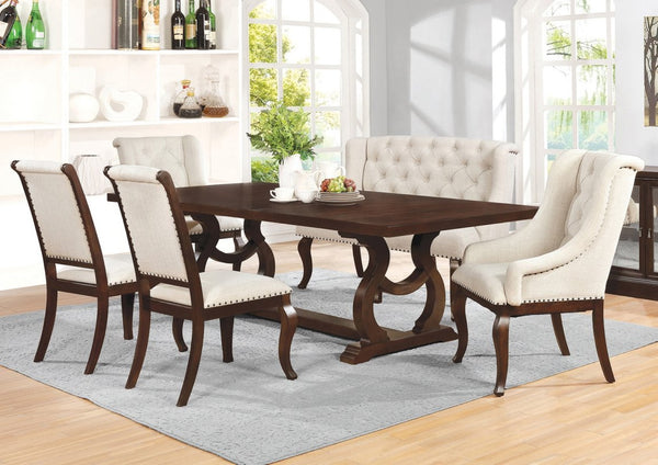 English Elm Set Of 2 Cream Upholstered Dining Chairs With Tufted Backs & Nailhead Trim In Barley Java Finish B016P225455-GIGA