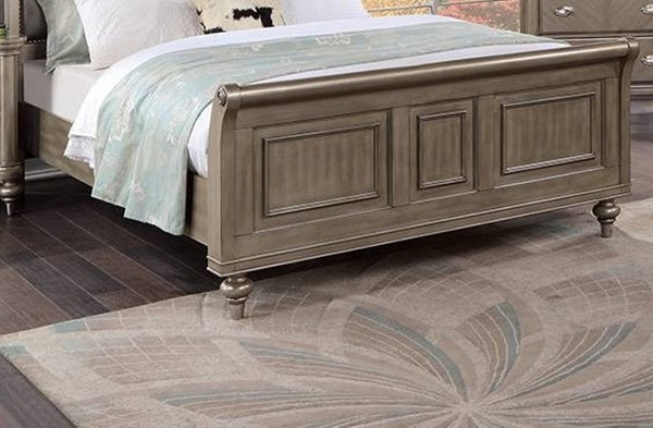 English Elm Modern Glam Eastern King Bed Faux Leather Headboard with Antique Silver Trim Accents B011S02104