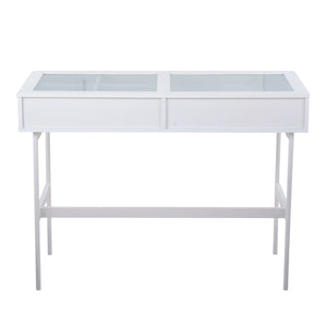 English Elm Zenn Floating Glass End Table Brushed Steel Frame Modern Living Room Accent B202P223381