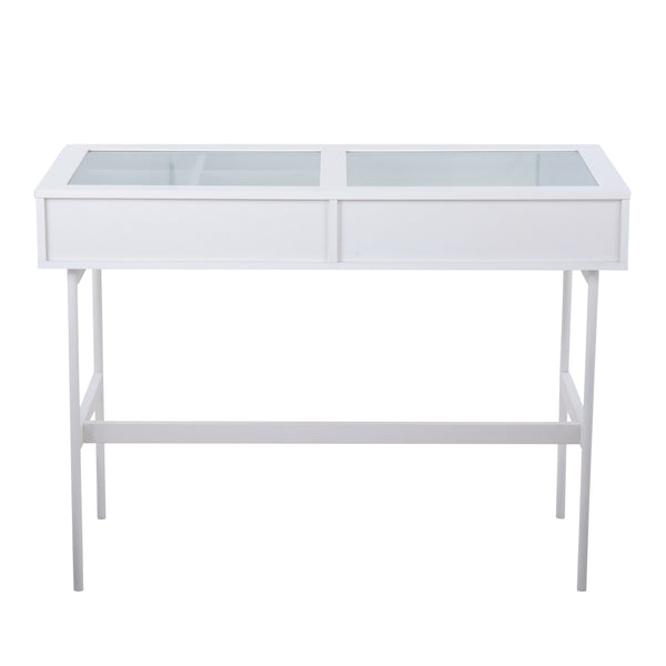 English Elm Zenn Floating Glass End Table Brushed Steel Frame Modern Living Room Accent B202P223381