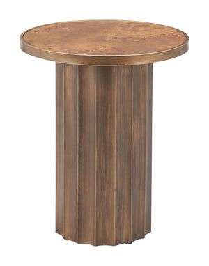 Zuo Modern Afinato Side Table In Rich Brown - Modern Elegance With Burl Veneer Mdf & Steel For Any Space Brown Mdf,Steel 110754-zuo-modern