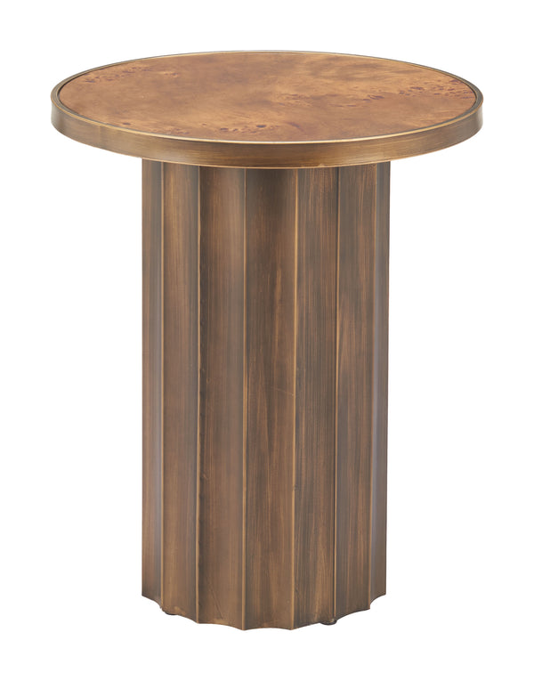 Zuo Modern Afinato Side Table In Rich Brown - Modern Elegance With Burl Veneer Mdf & Steel For Any Space Brown Mdf,Steel 110754-zuo-modern