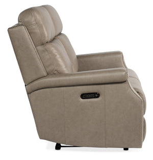 Hooker Furniture Vaughn Zero Gravity Loveseat In Shattered Stone Leather With Power Headrests, Usb Charging Port Grey SS106-PHZ2-091
