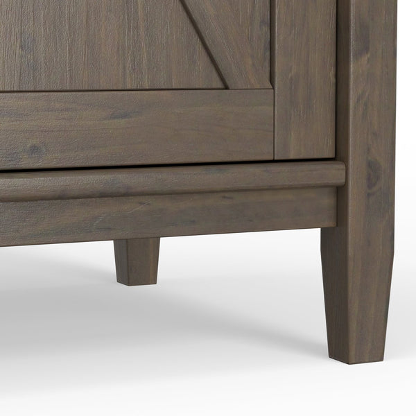 English Elm Ela Wide Storage Cabinet in Smoky Brown – Handcrafted Solid Wood, 3 Shaker Doors, Adjustable Shelves, 60" B136P158608